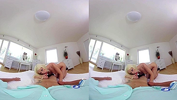 Gorgeous Blanche Bradburry sucks and rides cock in VR sex video