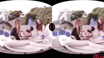 HD VR porn clip with Misha Cross in iridescent bra riding cock