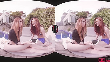 HD VR porn clip with Misha Cross in iridescent bra riding cock