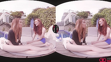 HD VR porn clip with Misha Cross in iridescent bra riding cock