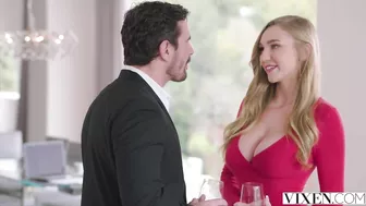 Blonde waitress with big natural hooters fucked by older boss