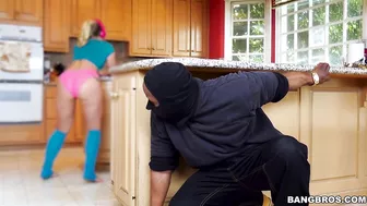 Black robber breaks into the house and screws Aj Applegate behind her husband's back