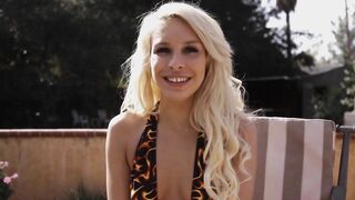 Hungry for cocks Carmen Caliente with long blonde hair gives deepthroat blowjob to Dylan Snow with camera