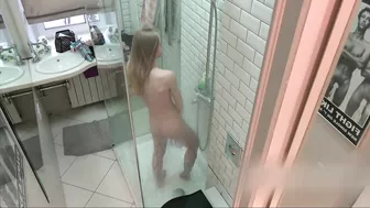 Spy camera catches my 18 yo sister in a bathroom masturbate
