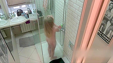 Spy camera catches my 18 yo sister in a bathroom masturbate
