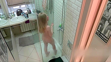 Spy camera catches my 18 yo sister in a bathroom masturbate