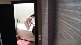 Perfect young sister 19 yo at shower time and masturbation on hidden cam