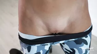 Wonderful babe in tracksuit fools around with XXX lover of stepsis