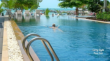 XXX chick comes out of pool to fool around with her stepbro's son