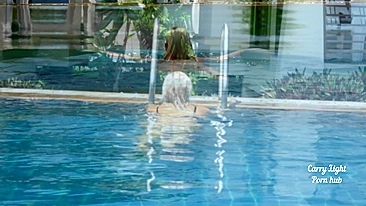 XXX chick comes out of pool to fool around with her stepbro's son