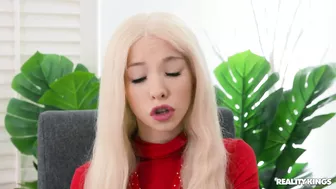 Excited blond lassie convinces tutor to drill her pink XXX snatch