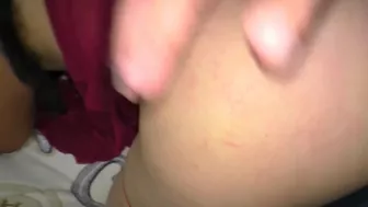 Winsome mom with great XXX rack analyzed by stepson on the couch