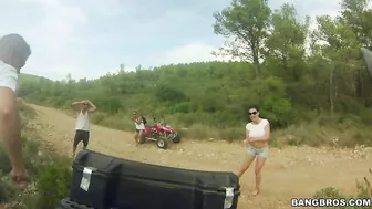 Stud grabs huge XXX knockers of skilled Euro diva during ride on ATV Stud grabs huge XXX knockers of skilled Euro diva during ride on ATV