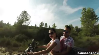 Stud grabs huge XXX knockers of skilled Euro diva during ride on ATV