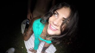 Tattooed slut fucked in XXX doggystyle pose in complete darkness