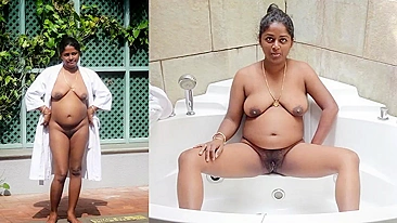 Sexy chubby Desi wife bathing nude on cam Indian porn