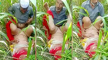 Indian porn, cheating Desi wife with her father-in-law in the jungle