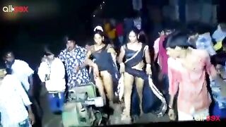 Mischievous Desi whore stripping and show pussy in the village road show