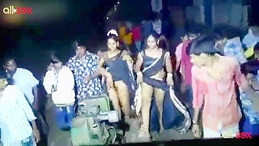Mischievous Desi whore stripping and show pussy in the village road show
