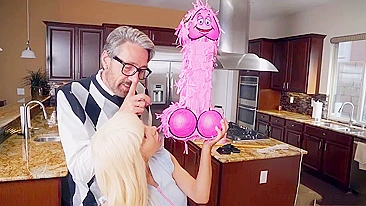 Mature guy lures GF's daughter into XXX encounter in the kitchen