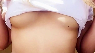 TikTok porn, Cute busty teen records herself show tits