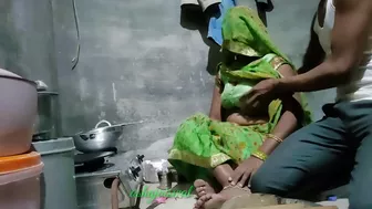 Desi Indian sister-in-law was making roti in the kitchen, devar fuck her