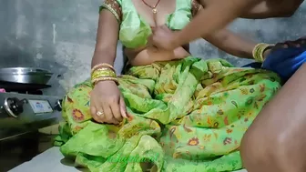 Desi Indian sister-in-law was making roti in the kitchen, devar fuck her