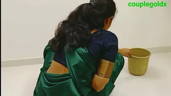 Aunty interrupts cleaning house and gets drilled by excited devar