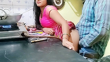 Innocent Bhabhi dragged into sex with boss right in the kitchen