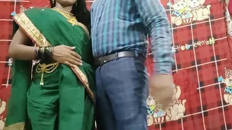 Excited Indian couple strips naked to have chudai in standing pose