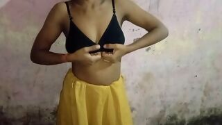 Virgin Indian beauty seductively fingers her wet pussy by the wall