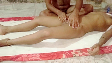 Skilled Indian man gently massages body and ass of slender Bhabhi