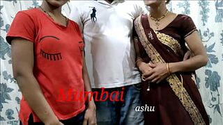 Desi minx convinces sister-in-law to take part in group chudai with BF