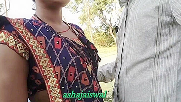 Desi aunty stretched by devar in standing doggy in outdoor Indian porn