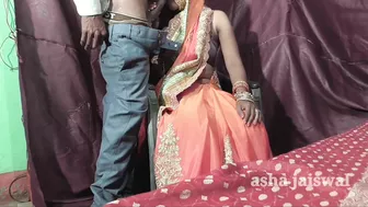 Bhabhi in silk sari enjoys first anal chudai with her horny devar