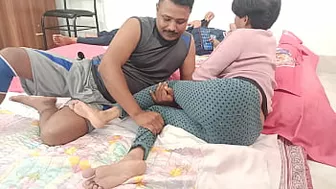 Short-haired Desi gal celebrates New Year by organizing threesome