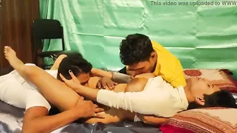 Desi Bhabhi has her jugs and pussy worshipped by two horny roommates