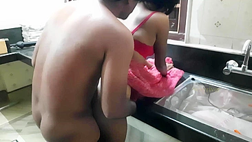 Hot Indian porn of Desi Bhabhi fucked by horny devar in the kitchen