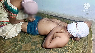 Big-assed Telugu village aunty rides lover's hard dick on the floor