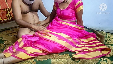 Desi housewife in pink sari tempted into chudai with horny devar