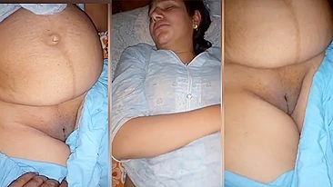 Son shows his mom's pussy while she sleeps, INDIAN video leaked online