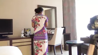 Big booty indian wife show her ass, in hotel room
