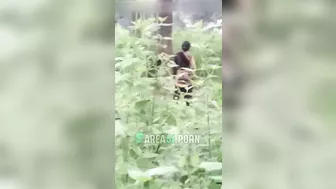 Indian bitch masturbates to orgasm while standing in the jungle