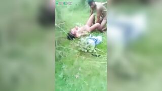 Couple is having outdoor sex when they are caught by a random Indian
