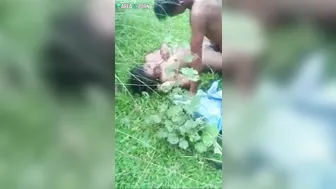 Couple is having outdoor sex when they are caught by a random Indian