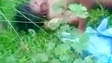 Couple is having outdoor sex when they are caught by a random Indian