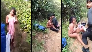 Indian Porn, Desi lovers caught while while fucking in jungle
