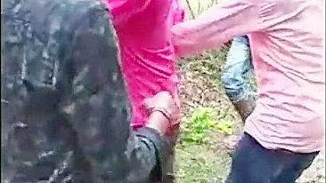 Indian Porn, Desi Lovers hiding in jungle caught by brother in law