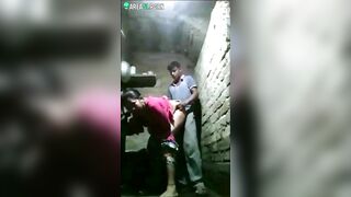 Indian Porn, Desi lovers hiding in ruin, caught while while fucking