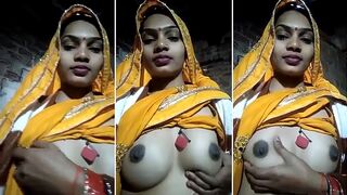 Leake Indian porn video of village teen babe showing big boobs